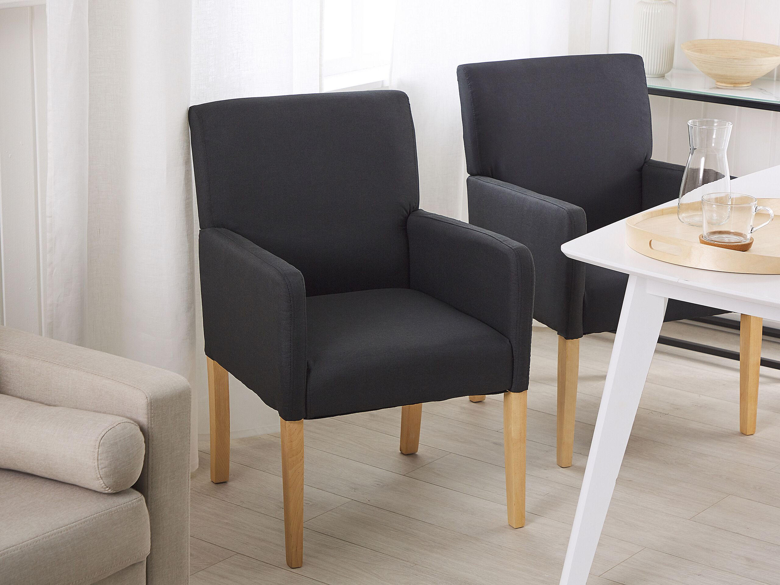 STUHL Polsterbezug Schwarz Rockefeller - Schwarz, Textil (58/89/60cm) - Beliani