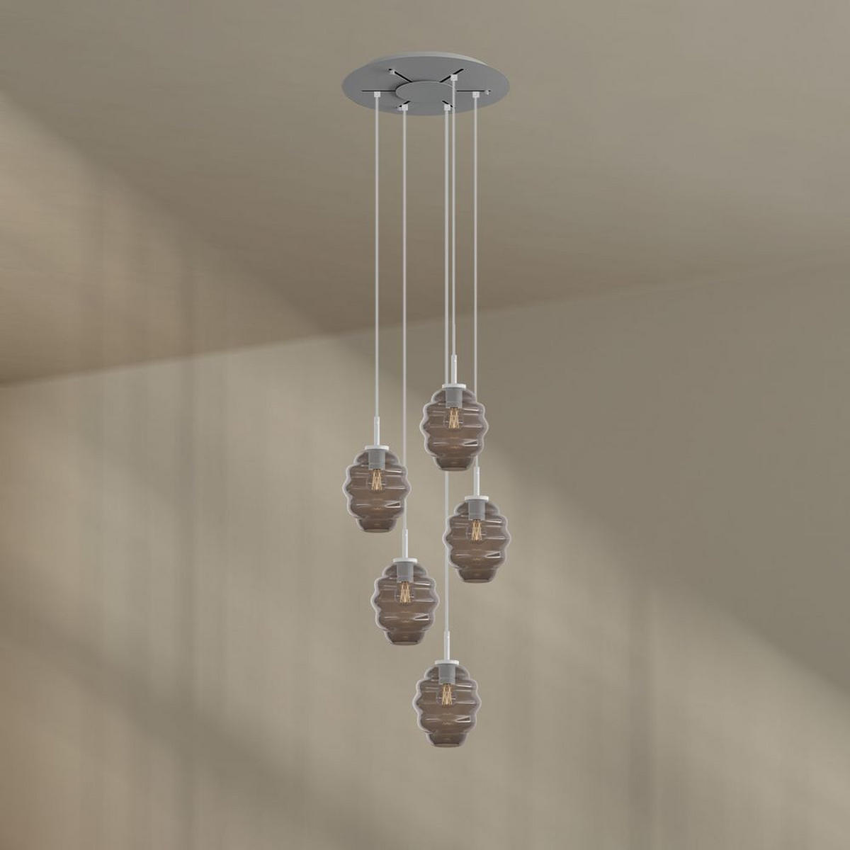 GALERIELEUCHTE Echos 5-flammig Mehrfarbig Ø 18cm - Multicolor/Weiß, Glas (18/18/20cm) - s.luce