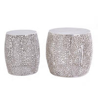 COUCHTISCH 2er Set ABSTRACT LEAF rund Silber 45cm - Silberfarben, Metall (45/45/42cm) - riess-ambiente
