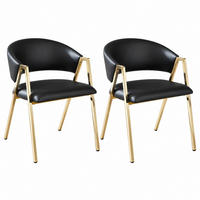 ESSZIMMERSTUHL 2er-Set mit Rückenlehne PU-Leder Schwarz Gold - Schwarz, Metall (56/77/59cm) - Meubliv