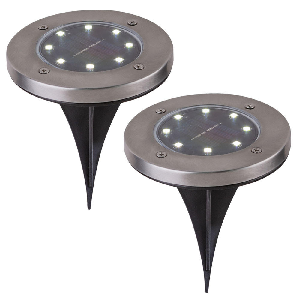 LED AUSSENLEUCHTE Silber Rund Flach 2er Set - Silberfarben, Metall (13/13/11.8cm)