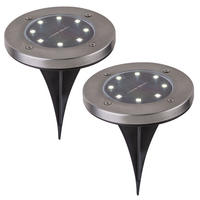 LED AUSSENLEUCHTE Silber Rund Flach 2er Set - Silberfarben, Metall (13/13/11.8cm)