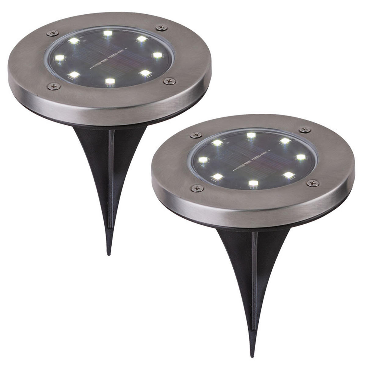 LED AUSSENLEUCHTE Silber Rund Flach 2er Set - Silberfarben, Metall (13/13/11.8cm)