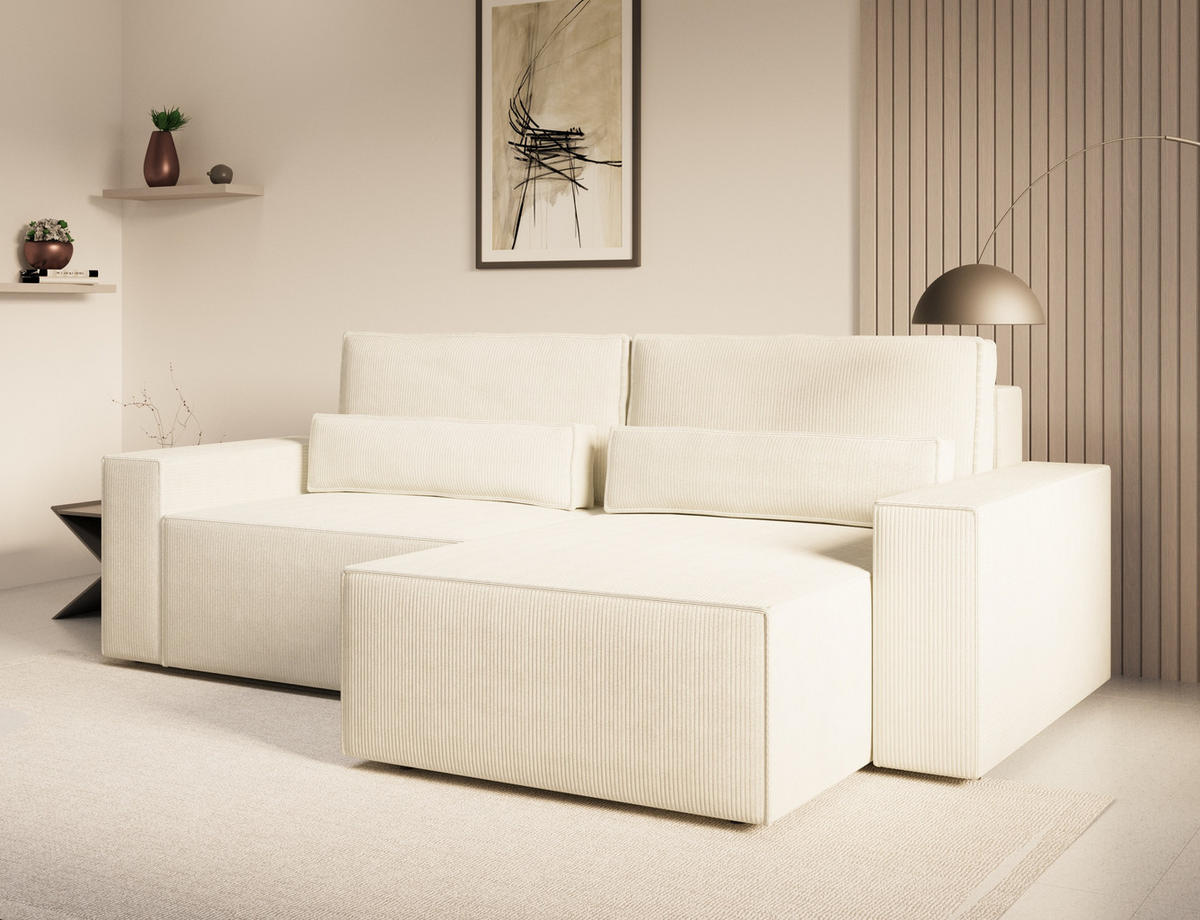 ECKSOFA - Universale Ecksofa DENVER mini - Weiß - Poso 38 - Weiß, Holzwerkstoff (248/162cm) - Möblo