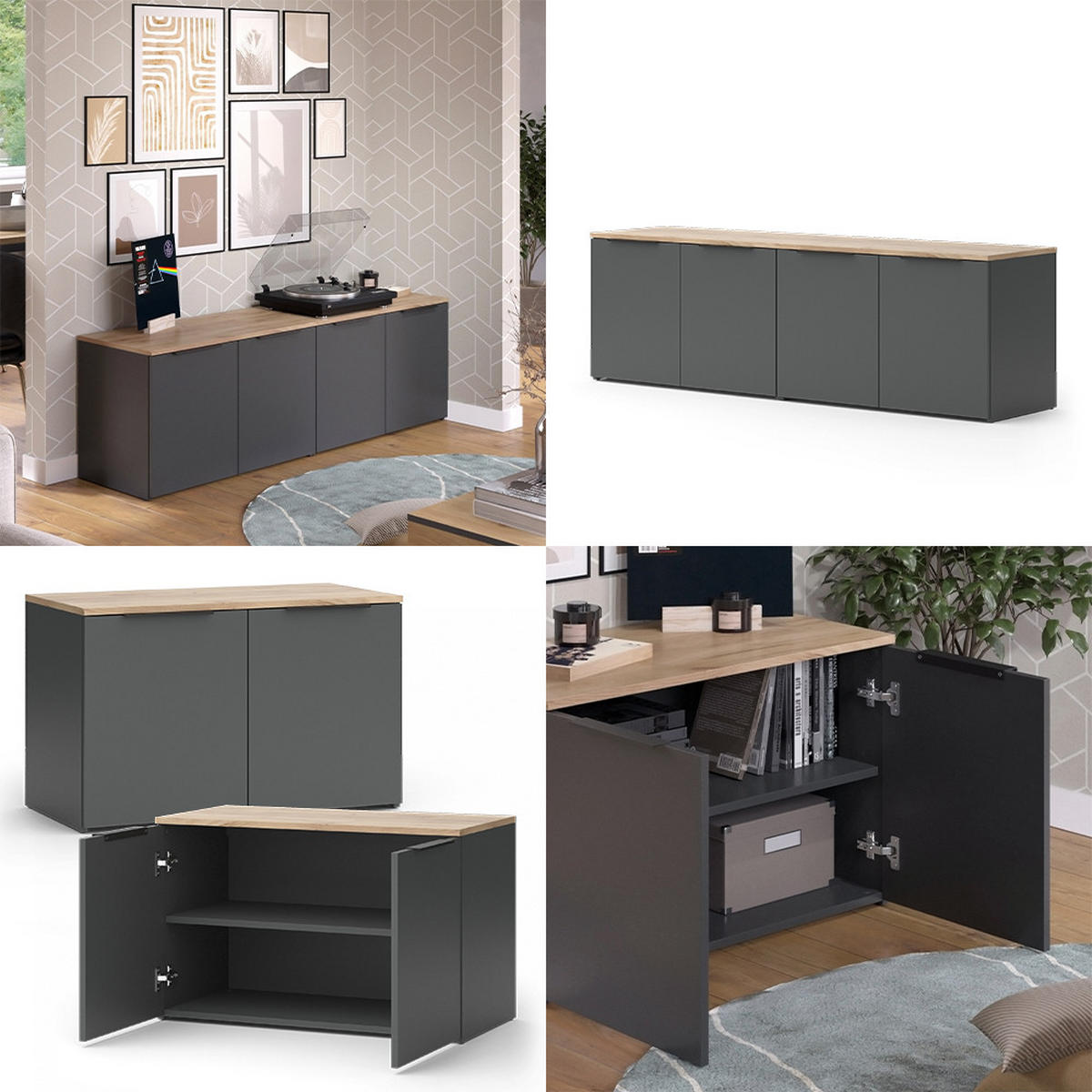 NÁSTĚNNÁ SKŘÍŇKA Wido Antracit - Sonoma dub/antracitová, kompozitní dřevo (80/50/40cm) - Vicco