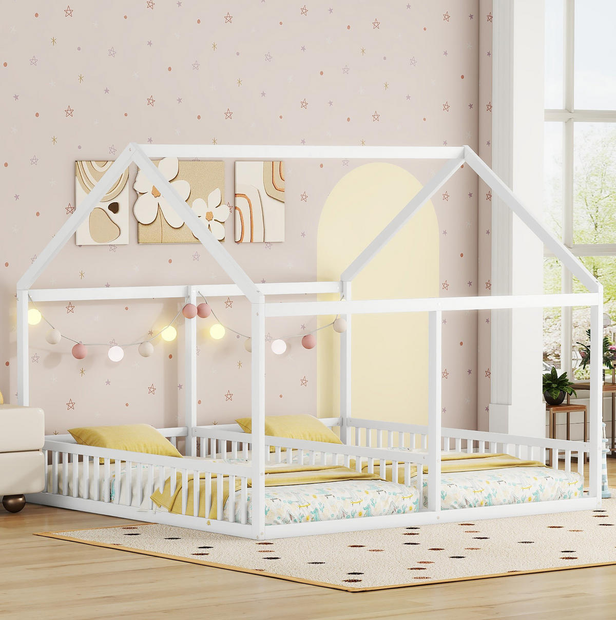HAUSBETT 90/200 cm in Weiß aus Kiefernholz mit Hausdesign - Weiß, Holz (90/200cm) - OKMYHOME