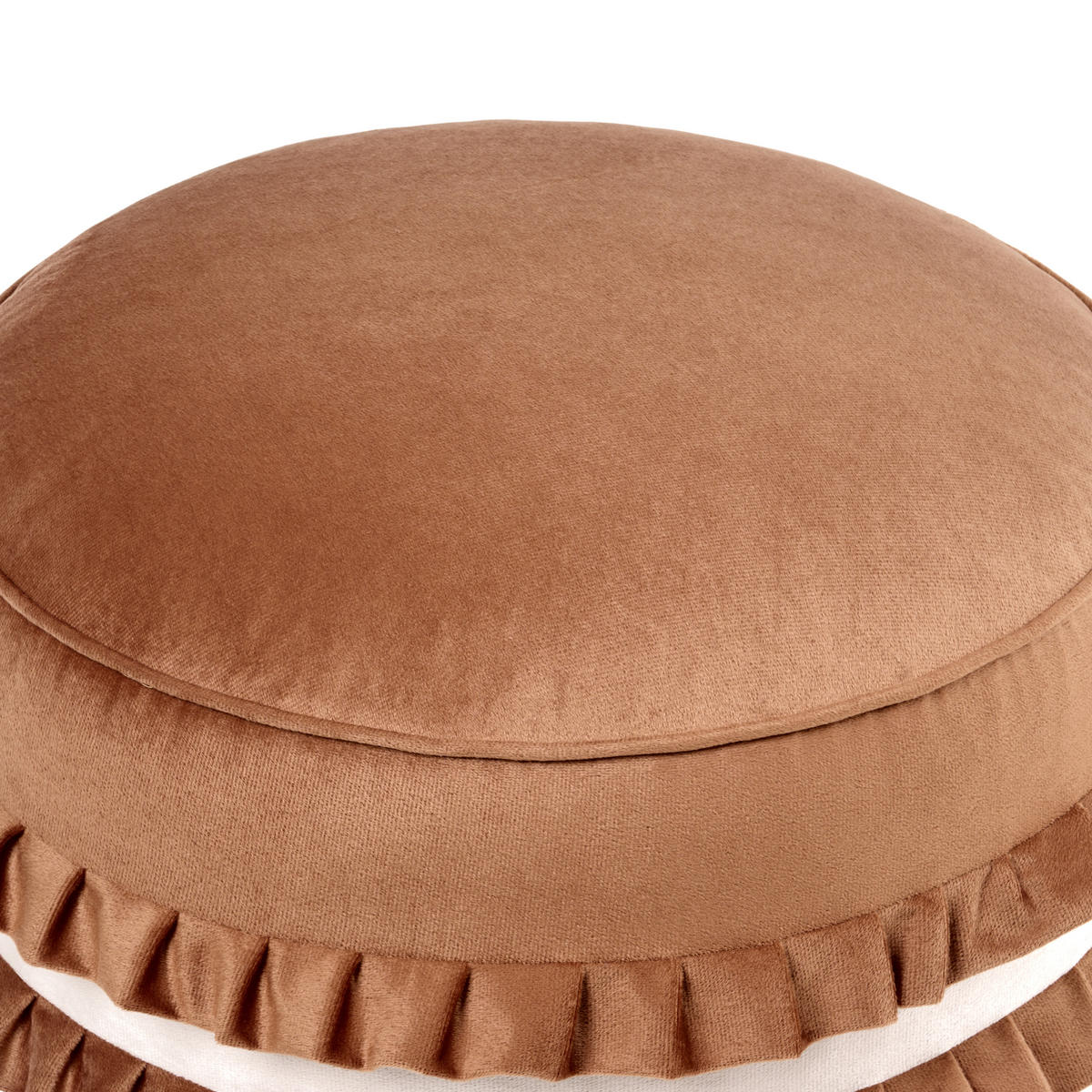 KINDERHOCKER Samtstoff Braun Marot - Braun/Weiß, Textil (50/30/50cm) - Beliani