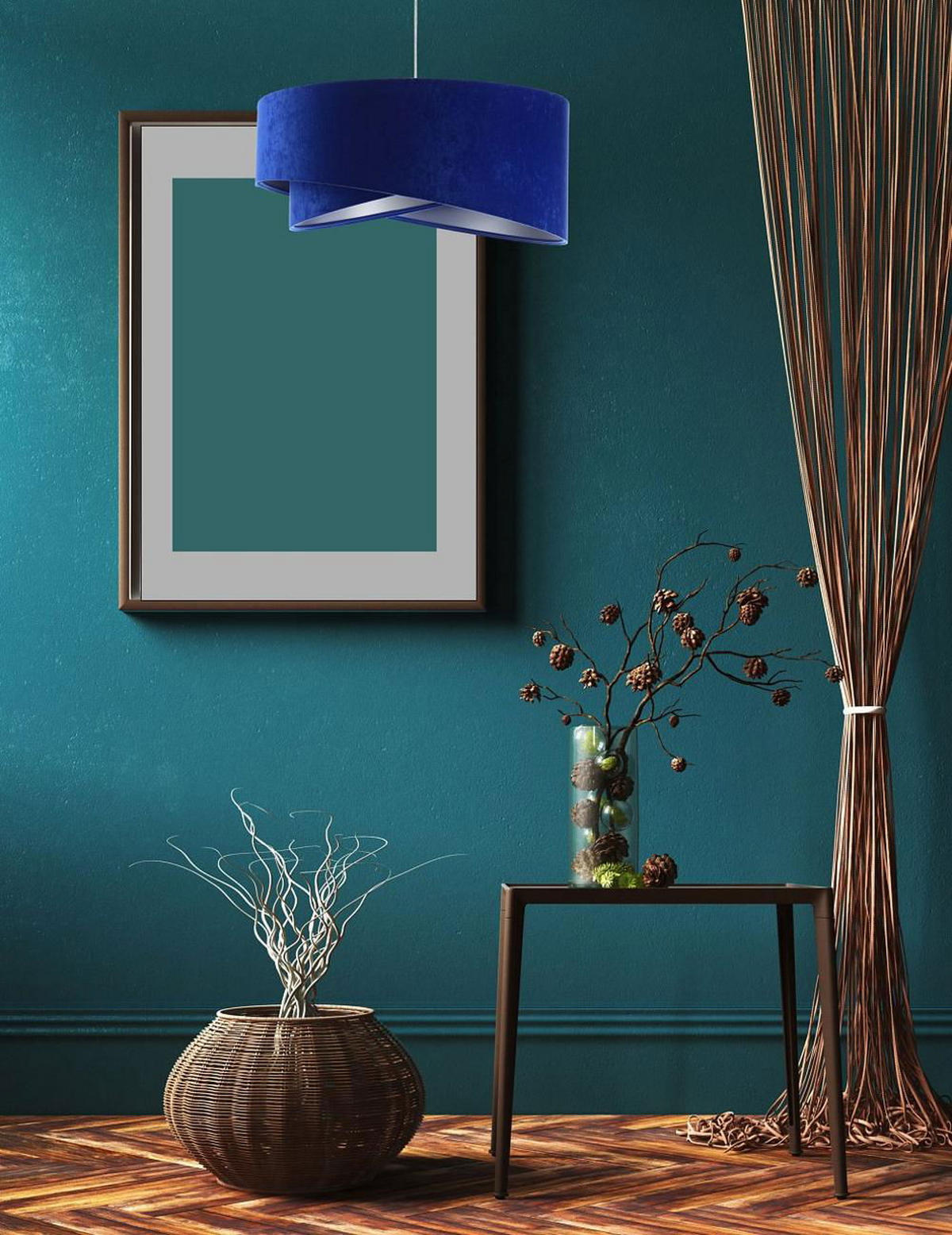 HÄNGELEUCHTE Blau 50/23 cm - Silberfarben, Kunststoff (50/1.3/23cm) - ONZENO