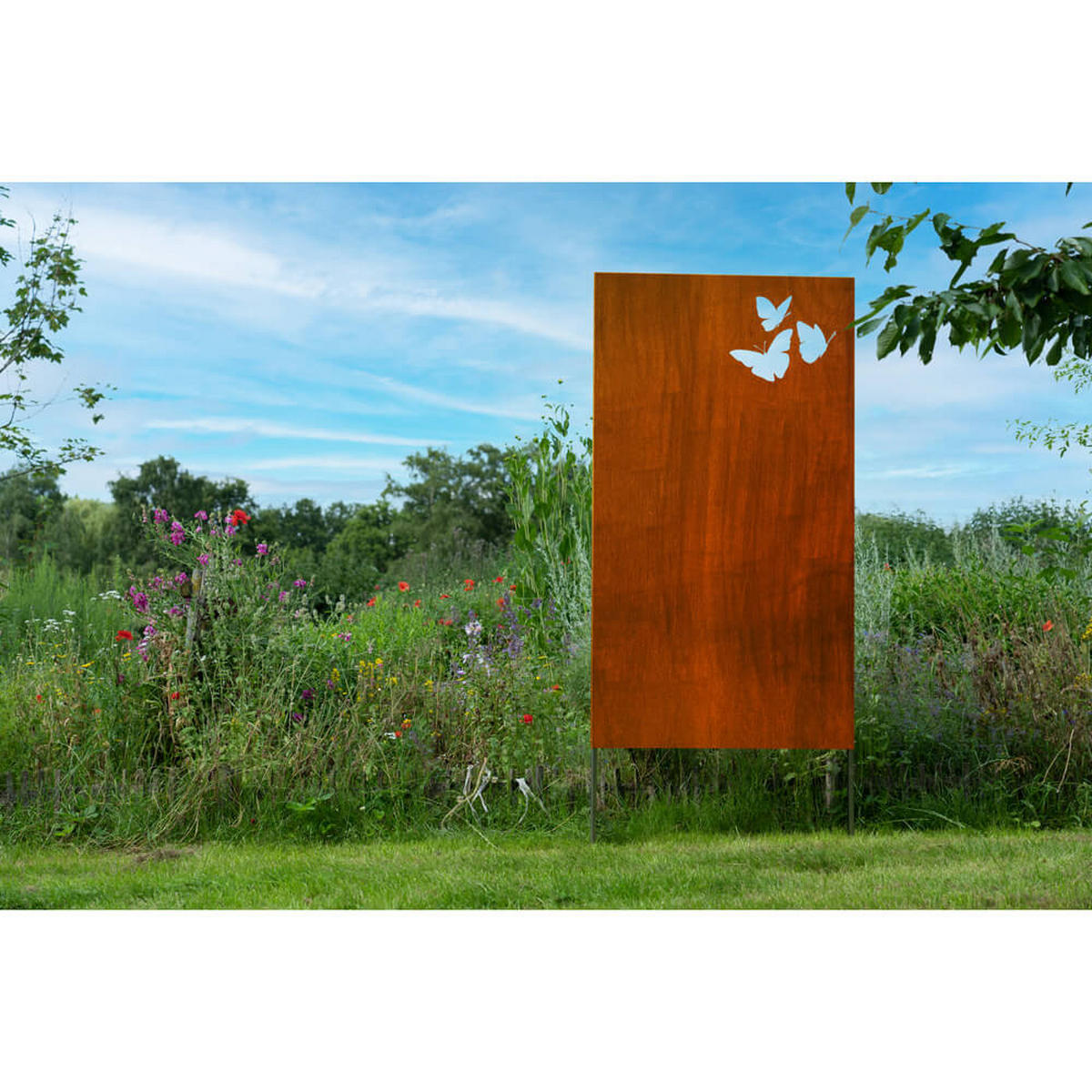 SICHTSCHUTZZAUN BUTTERFLY - Orange, Metall (100/180cm) - Home Deluxe