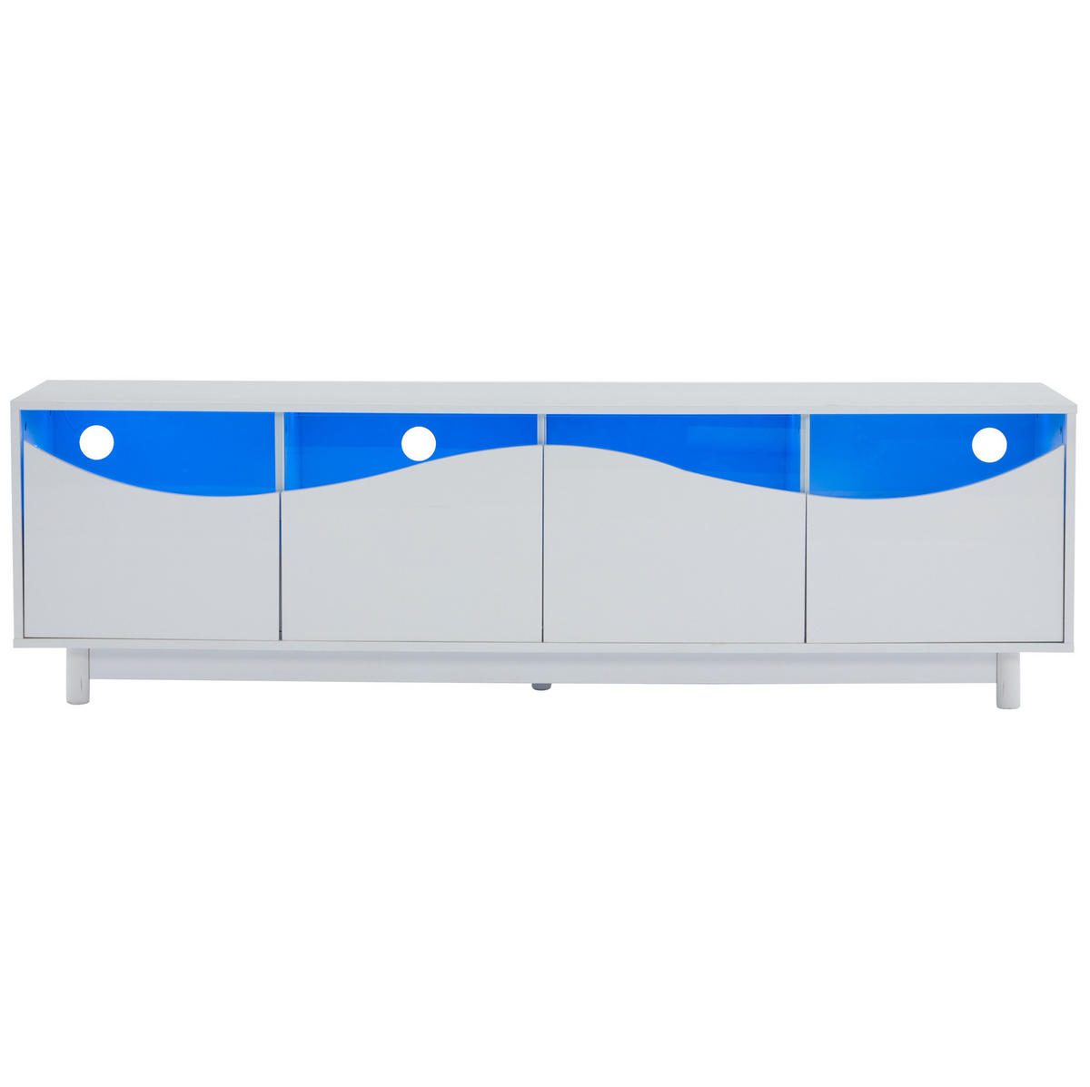TV-LOWBOARD 175/38/51 cm mit LED-Beleuchtung, Push-to-Open und gehärtetem Glas, MDF Hochglanz, Weiß - Weiß, Holzwerkstoff (175/51/38cm) - Redom