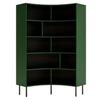 BÜCHERREGAL Horn, Grün, Bogenform, 10 Fächern - Dunkelgrün/Schwarz, Holzwerkstoff/Metall (100/181/32cm) - Skandica