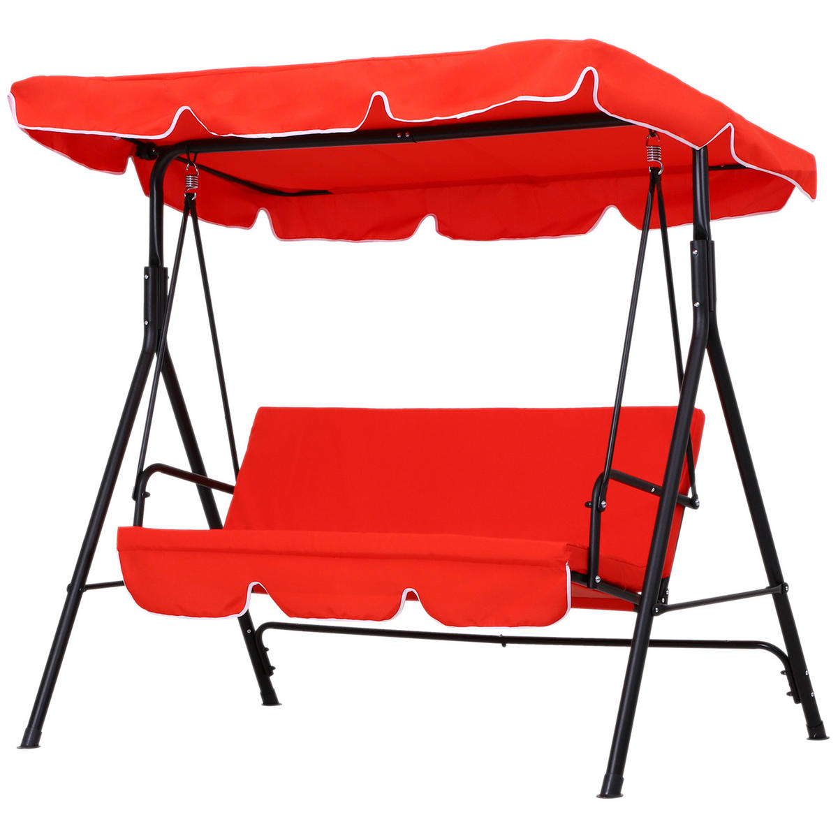 HOLLYWOODSCHAUKEL DE-15227 3-Sitzer mit verstellbarem Dach Rot - Rot, Metall (110/152/172cm) - ComfortXL