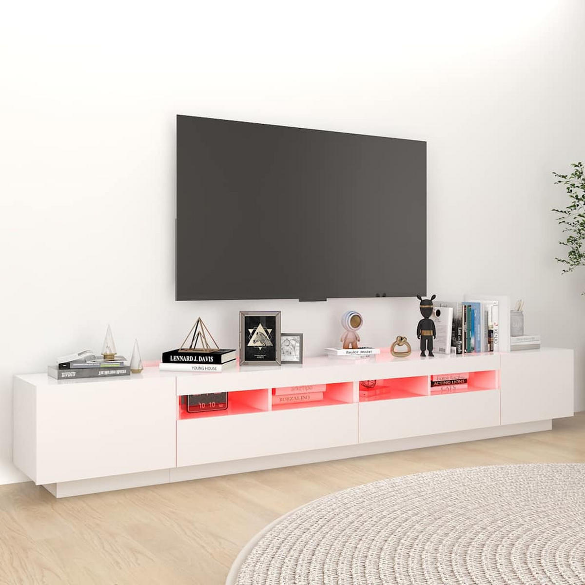 TV-SCHRANK Mit Led-Leuchten Weiss 260/35/40Cm - Weiß, Holzwerkstoff (35/40/260cm) - vidaXL