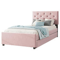 POLSTERBETT 90/200 cm in Rosa mit Rollbett und Lattenrost - Rosa, Textil (90/200cm) - Flora Grace