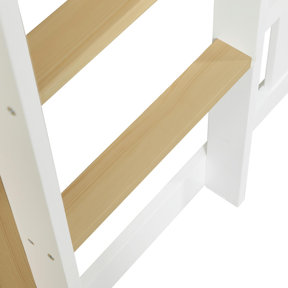 ETAGENBETT Dachform mit Rutsche Weiß+Natur 90x200cm - Naturfarben, Holz (90/200cm) - ComfortXL