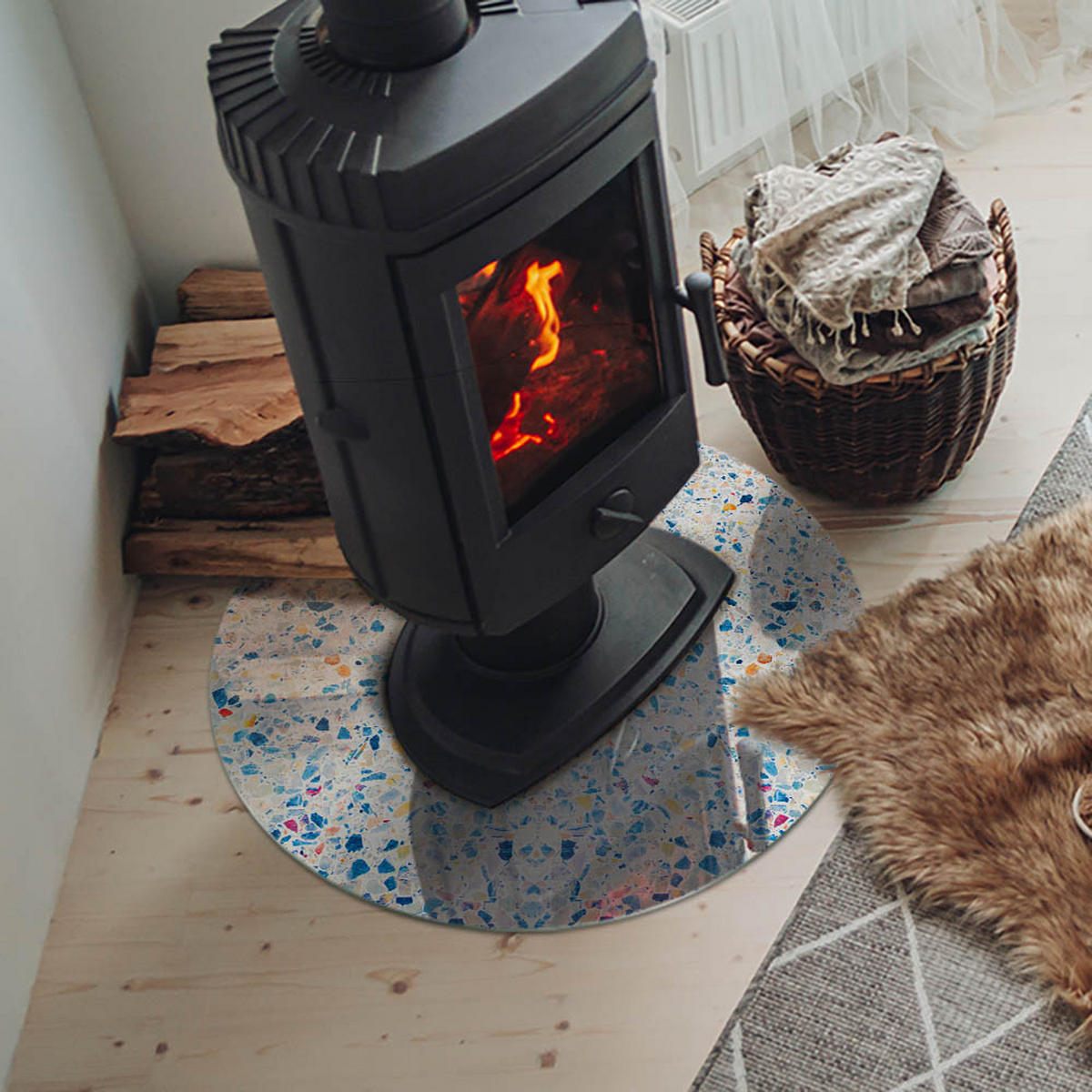 GLASPLATTE für Kamin Ø 60 cm - Weiß, Glas (60/60/0.4cm) - TULUP