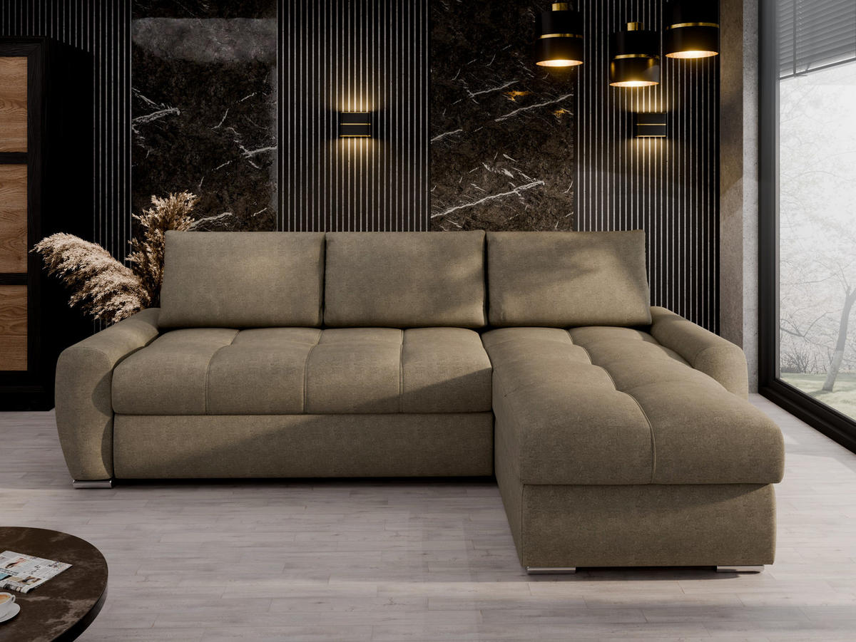 ECKSCHLAFSOFA Lunar Schlafsofa mit Bettkasten, Dunkelbraun - Dunkelbraun, Holz (237/166cm) - Panda Möbel