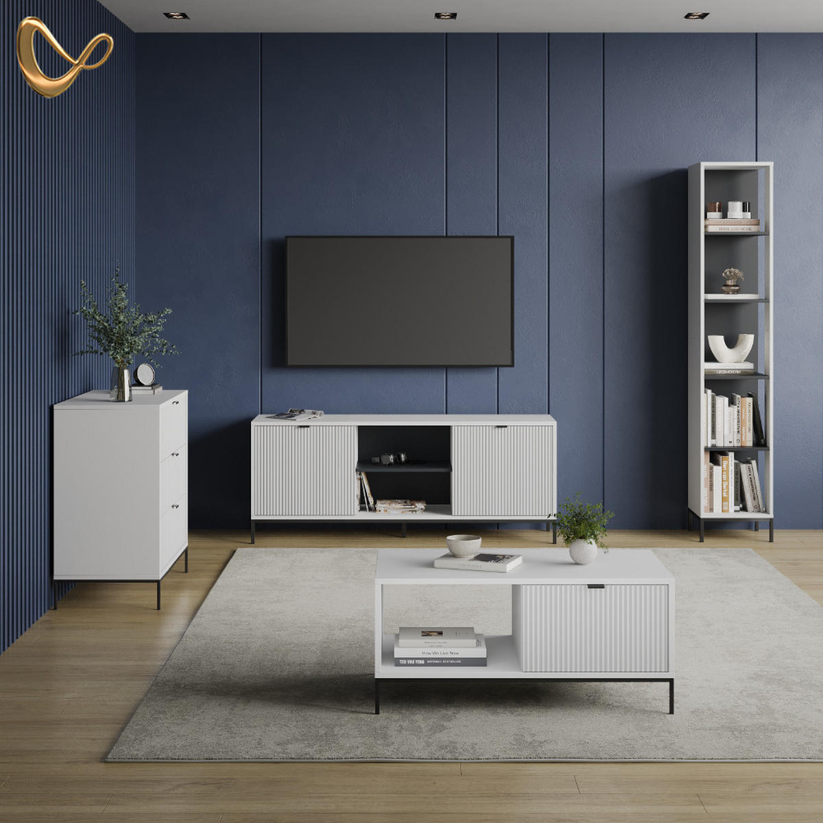 KOMMODE Aterno Weiß 42 x 81.2 cm mit 3 Schubladen - Weiß, Holzwerkstoff (42/81.2/80cm) - Livinity®