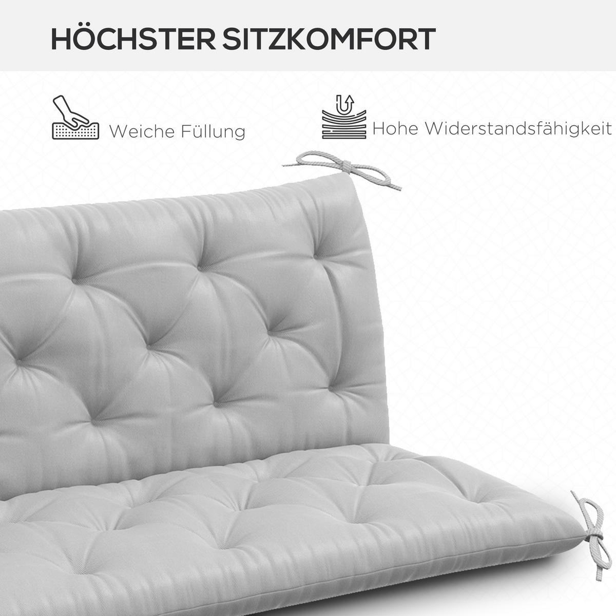 BANKAUFLAGE 3 Sitzer 150x 98 x 8 cm - Hellgrau, Kunststoff (98/8/150cm) - Outsunny