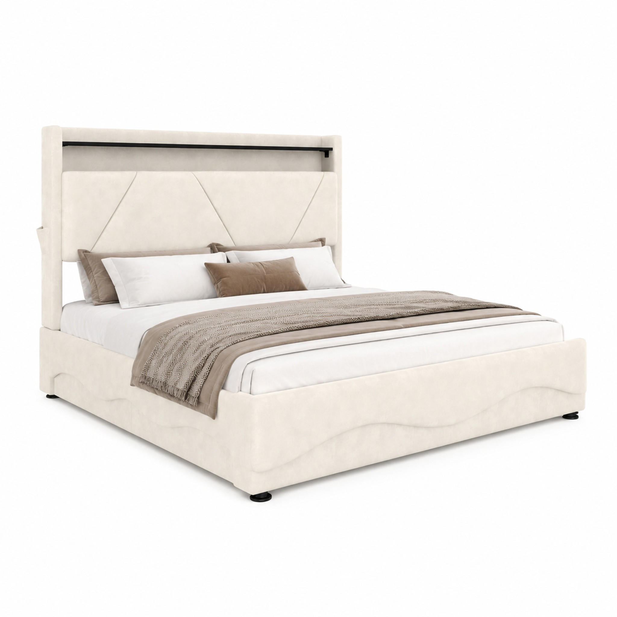 Meubliv Polsterbett Beige 140x200 cm