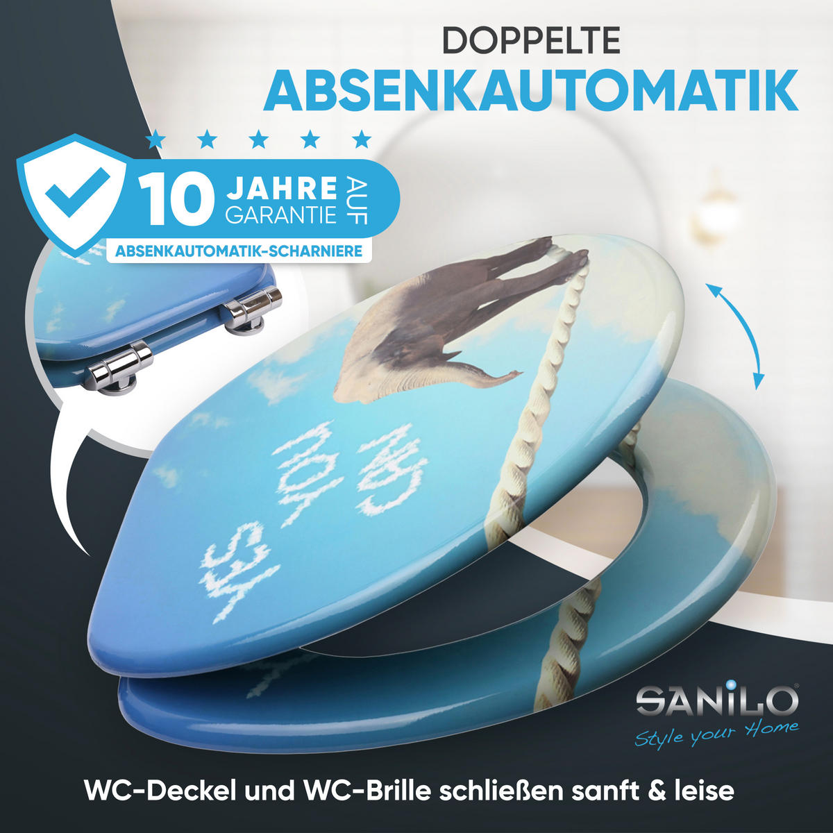 WC-SITZ mit Absenkautomatik Yes you can - Blau, Holzwerkstoff (38/6/47cm) - Sanilo