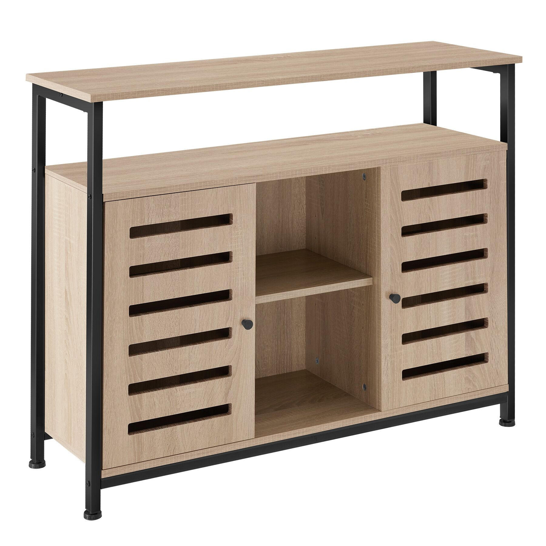 SIDEBOARD Warrington,mit höhenverstellbaren Kunststofffüßen, 100 x 37 x 82 cm,Industrial Holz hell, Eiche Sonoma - Naturfarben, Holzwerkstoff (37/82/100cm) - tectake