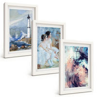 BILDER SET 3er Set - 20x30 cm Weißer Rahmen - Leuchtturm-Abstrakte Tänzerin - Weiß, Kunststoff (20/30cm) - TULUP