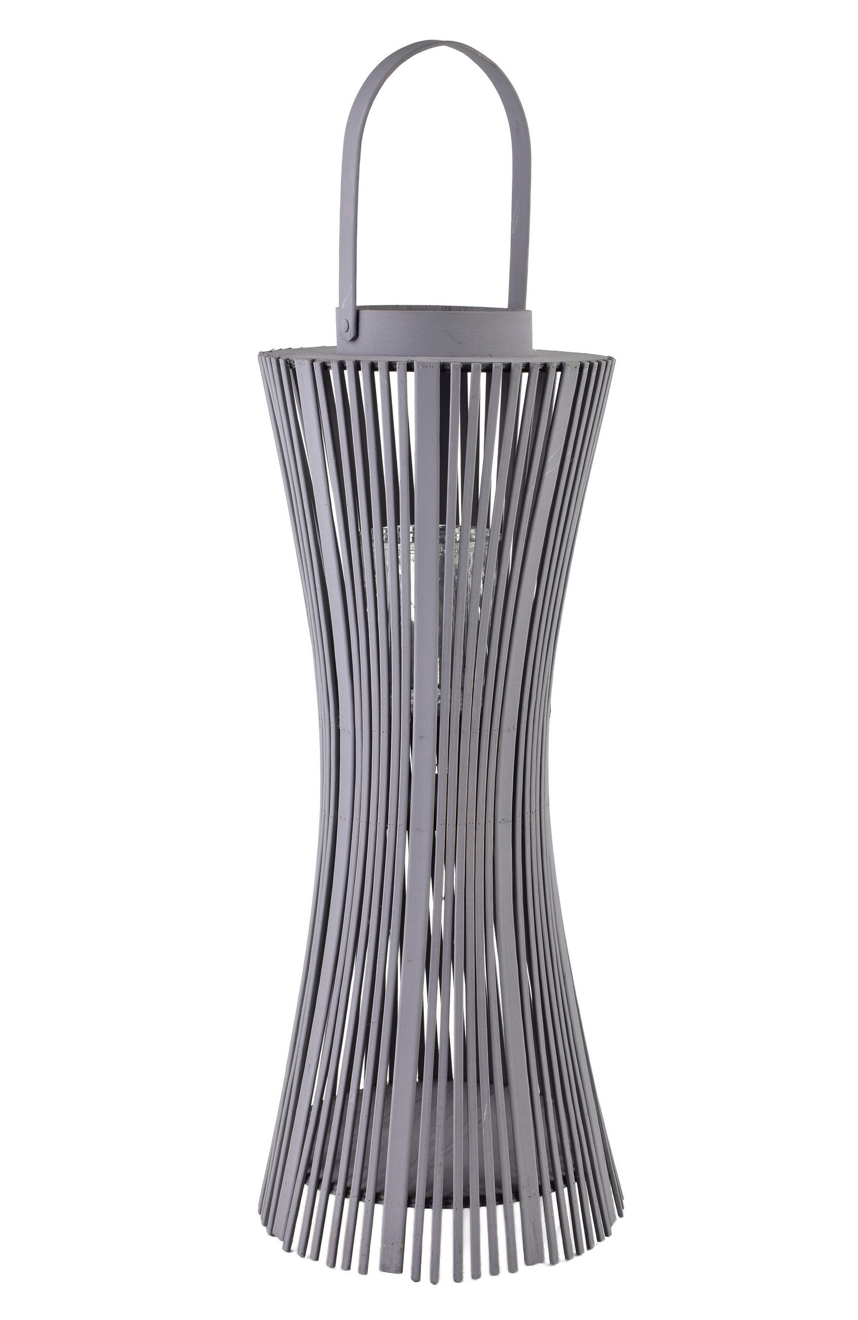 LATERNE Lucie Grau 24/24/82 cm Korbgeflecht - Grau, Holz (30/82/30cm) - Mondex