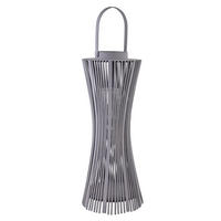 LATERNE Lucie Grau 24/24/82 cm Korbgeflecht - Grau, Holz (30/82/30cm) - Mondex