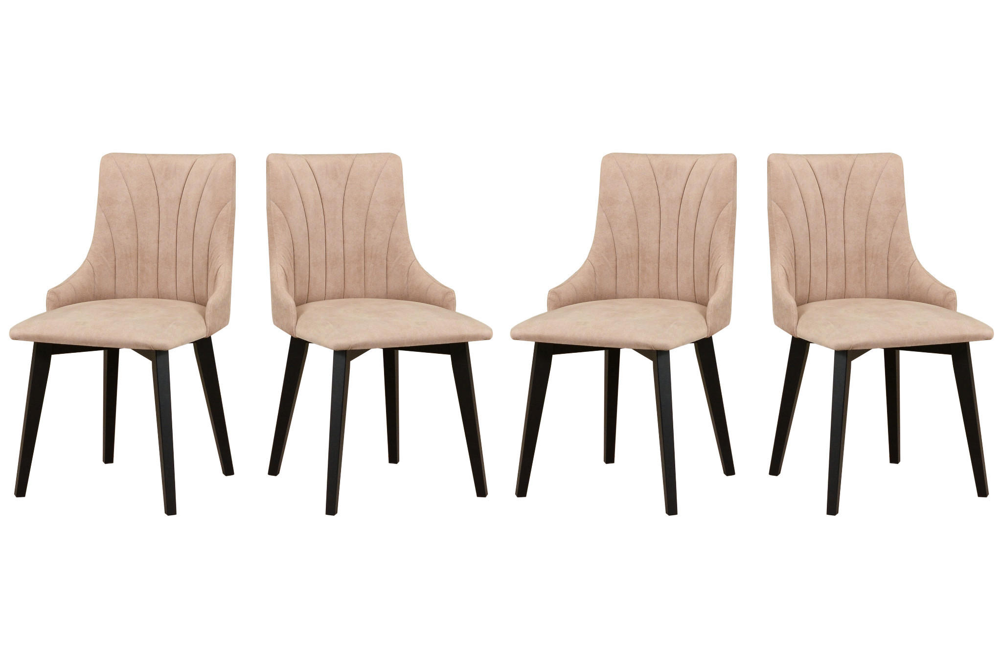 ESSZIMMERSTUHL 4x "MONTI 5", schwarz, zetta 291, Nähte: Muschel - Ecru/Beige, Holz (43/83/40cm) - Leaf Design