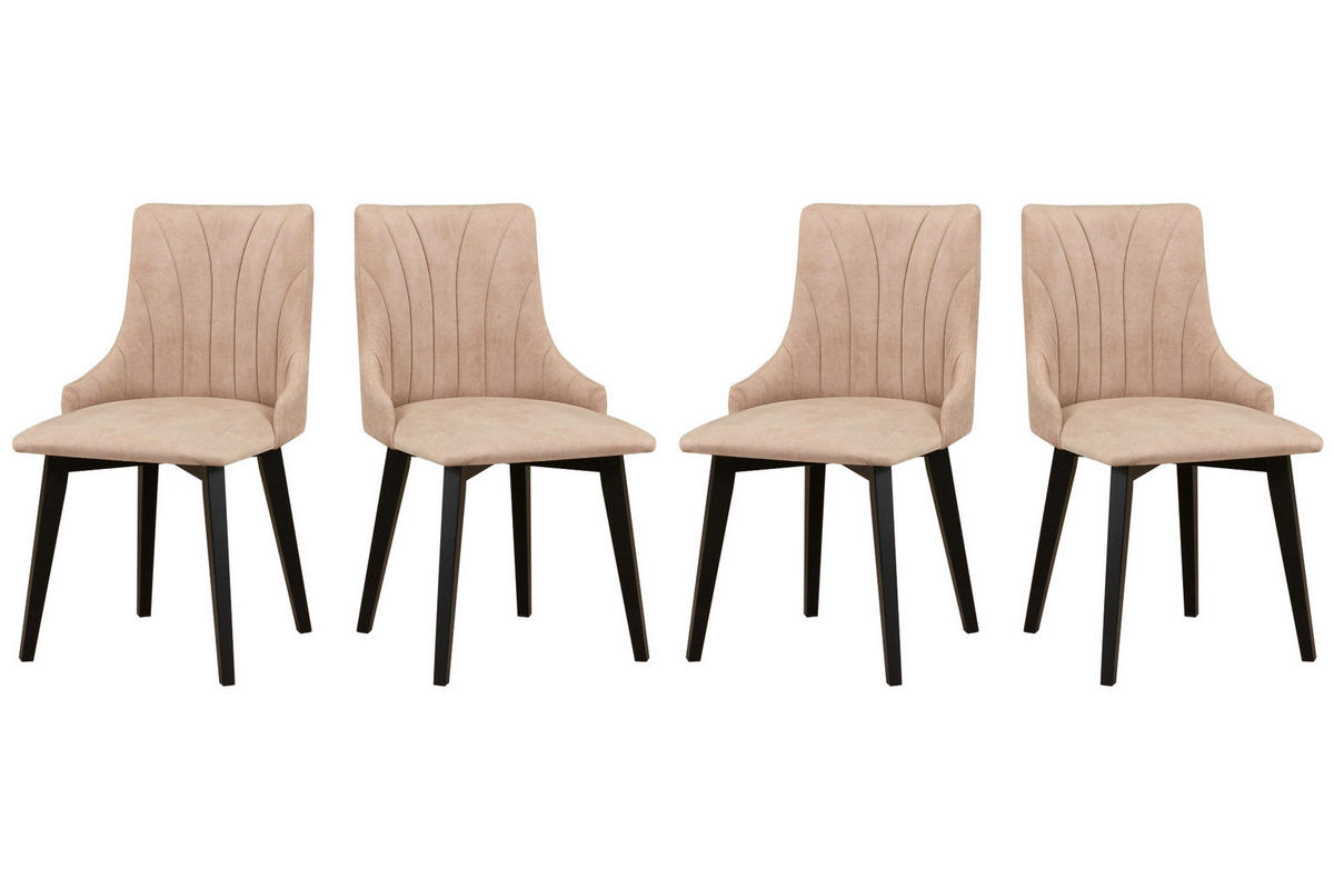 ESSZIMMERSTUHL 4x "MONTI 5", schwarz, zetta 291, Nähte: Muschel - Ecru/Beige, Holz (43/83/40cm) - Leaf Design