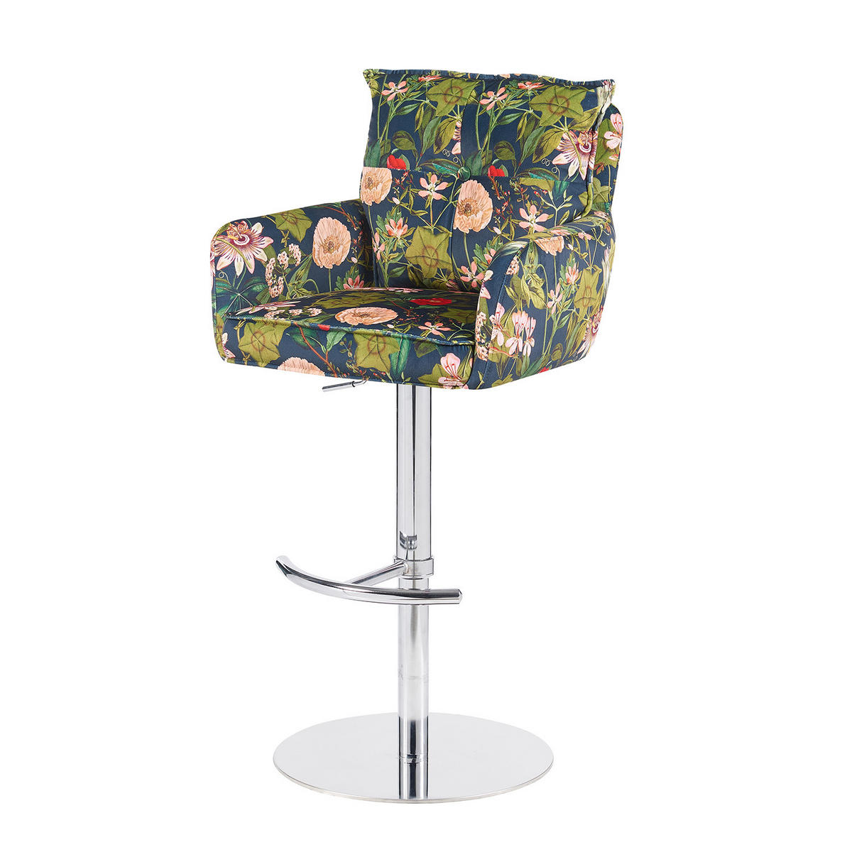 BARHOCKER Kira 2er-Set - Chromfarben/Multicolor, Textil/Metall (55/95/58cm) - DUBI Möbel