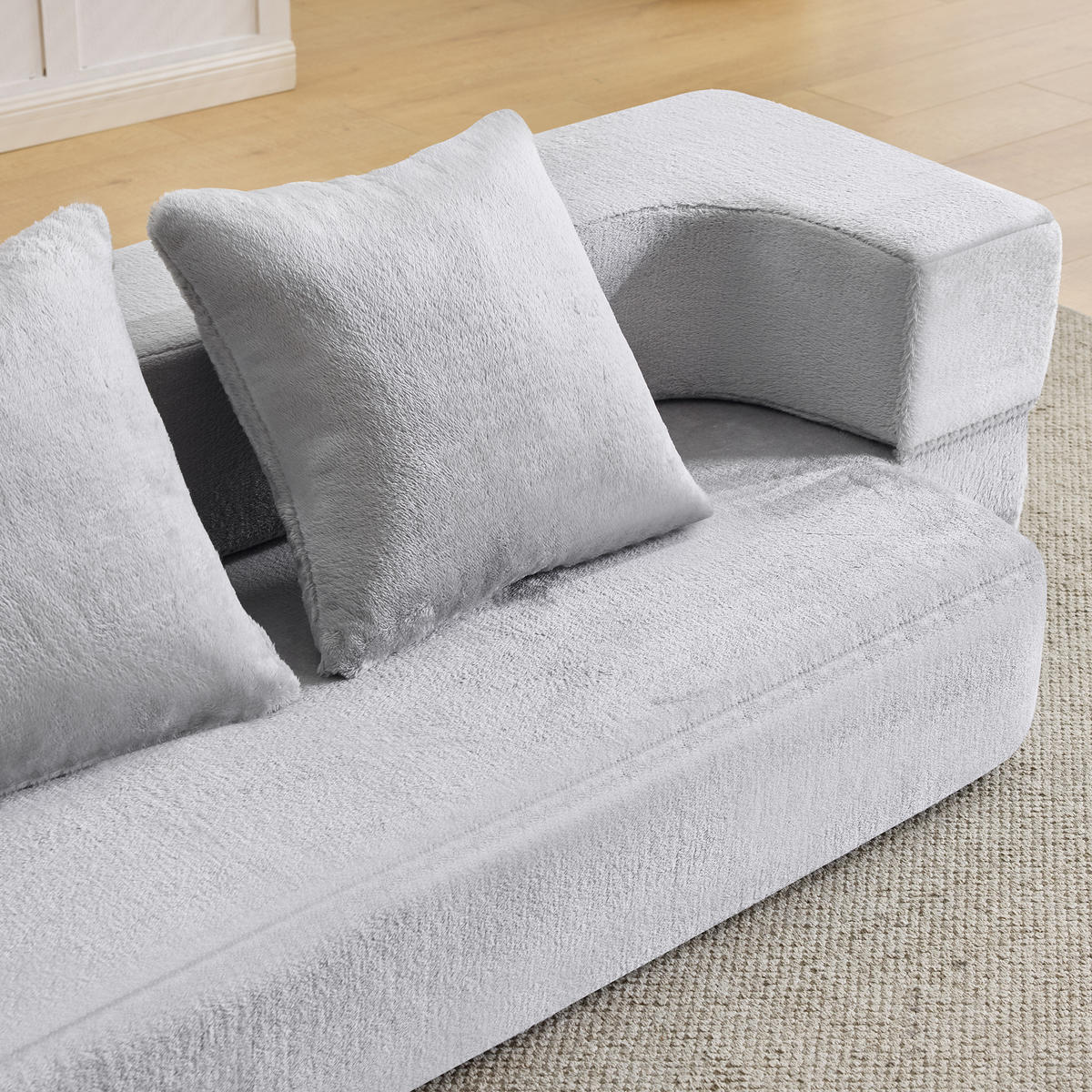 2-SITZER SCHLAFSOFA Stoff Hellgrau mit Kissen - Hellgrau, Textil (190/48/104cm) - WISHDOR