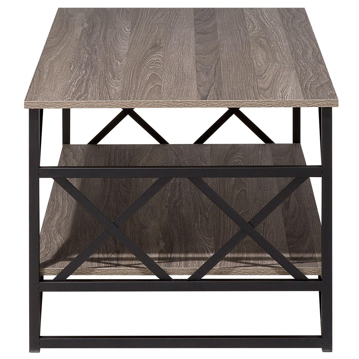 COUCHTISCH Holzoptik taupe rechteckig Bolton - Taupe/Schwarz, Holzwerkstoff (61/120/51cm) - Beliani