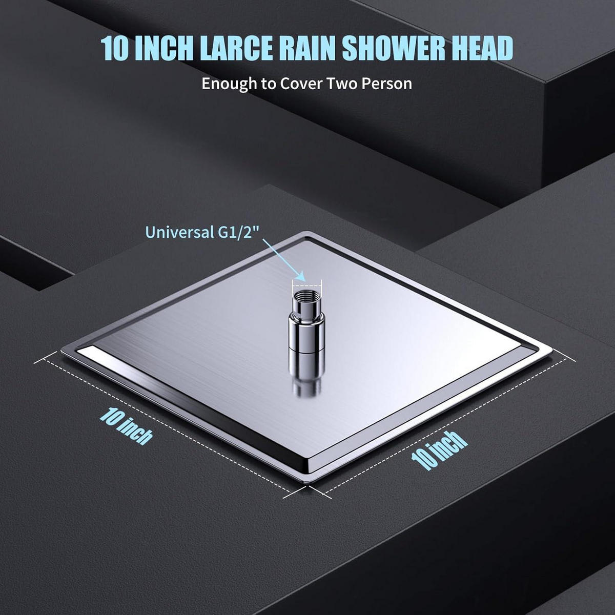 REGENDUSCHE Duschkopf Edelstahl 25 x 25 cm Anti-Kalk-Düsen - Silberfarben, Metall (25/12.7/25cm)