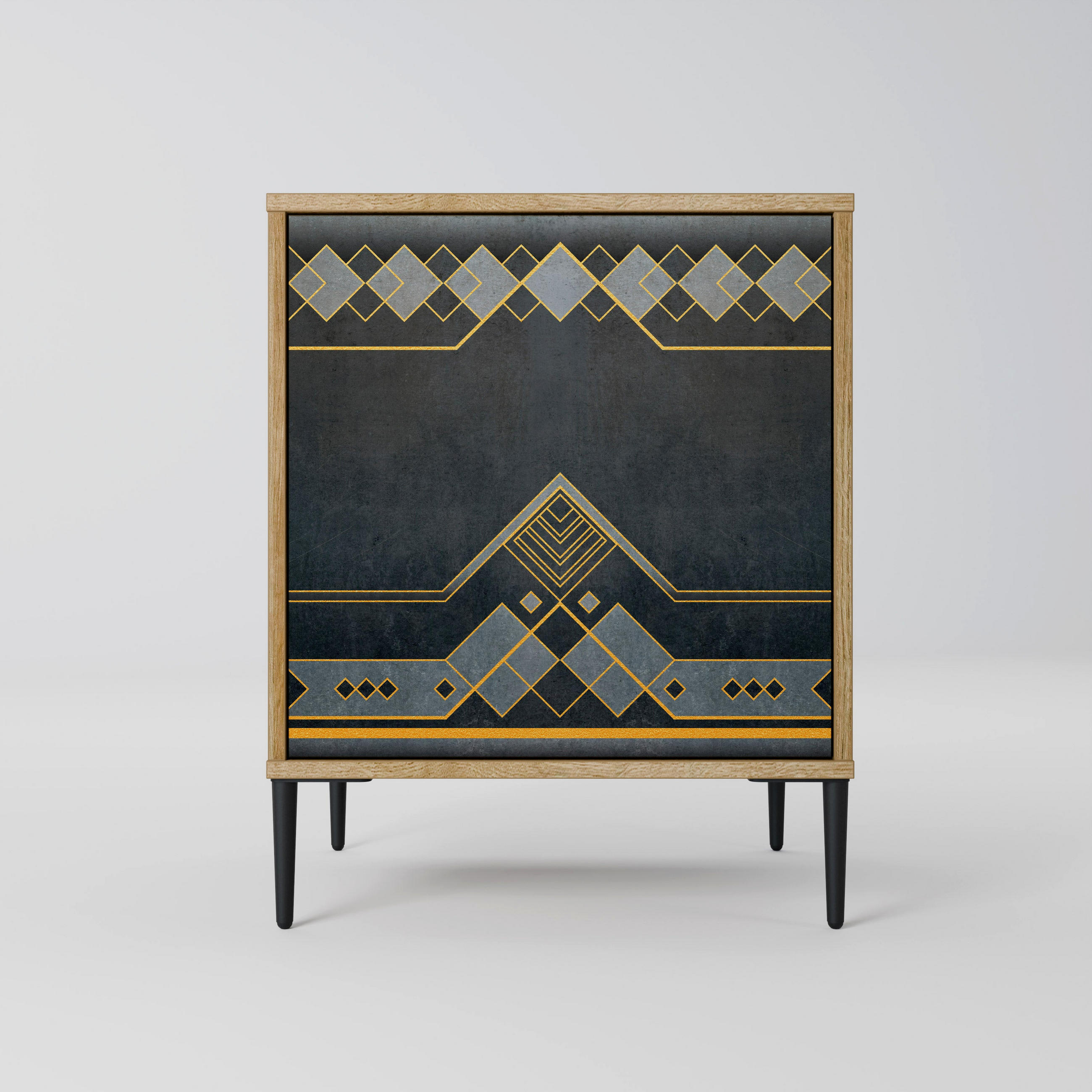 SIDEBOARD ROYAL ORDINARINESS, Eichefarben, 57,5x42x72,5 cm, Schwarze Metallfüße - Eichefarben/Multicolor, Holzwerkstoff/Metall (57.5/72.5/42cm) - SpaceRebels