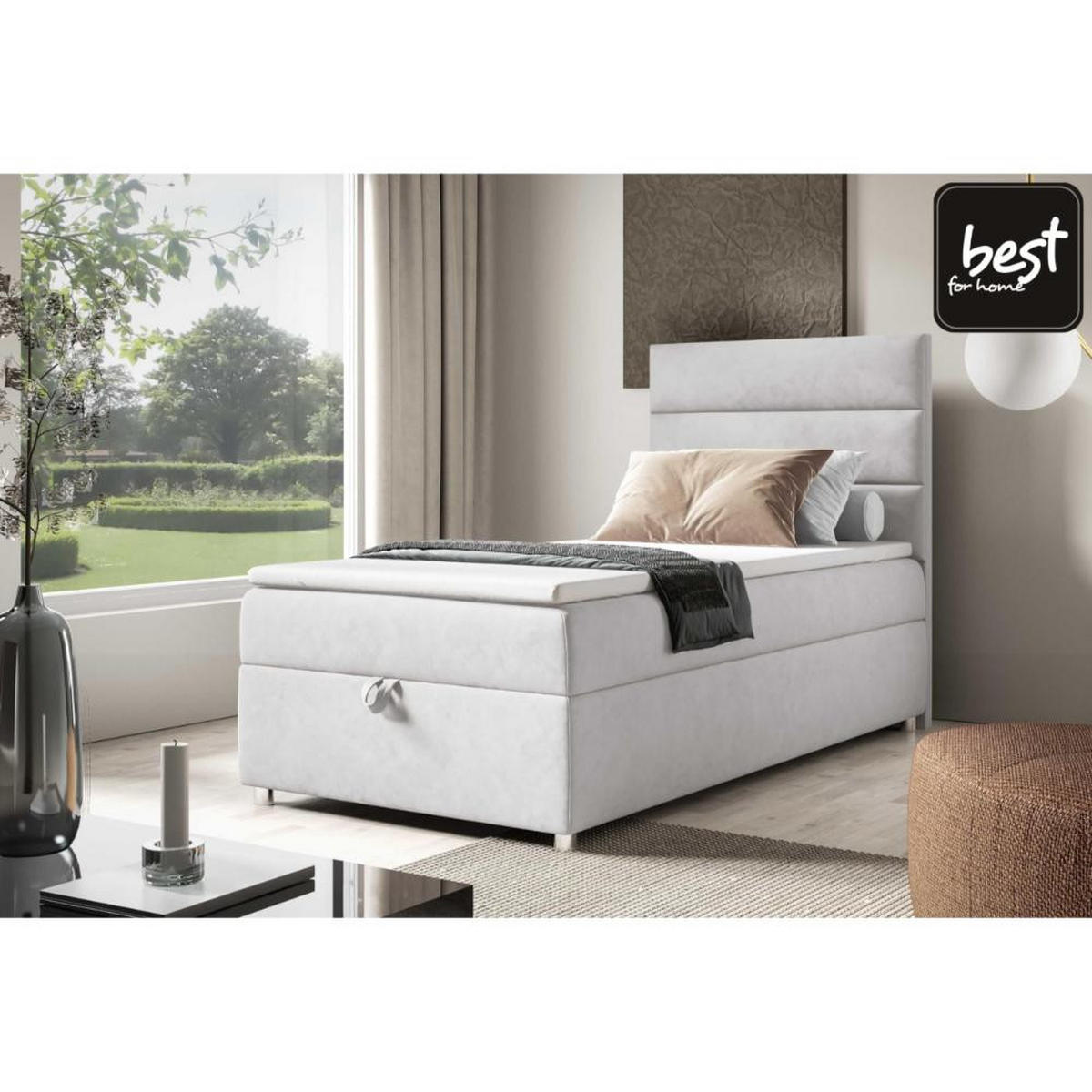 BOXBETT mit Bettkasten Trinity K4-SINGLE Bonellfederkern inkl. Topper - Silberfarben, Holz/Holzwerkstoff (80/200cm) - Best For Home