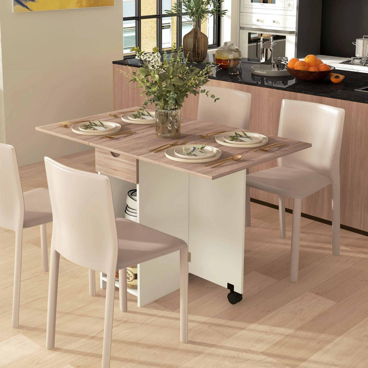 ESSTISCH Eiche, Weiß 1 Stück - Beige, Kunststoff (120/72/75cm) - GiPP