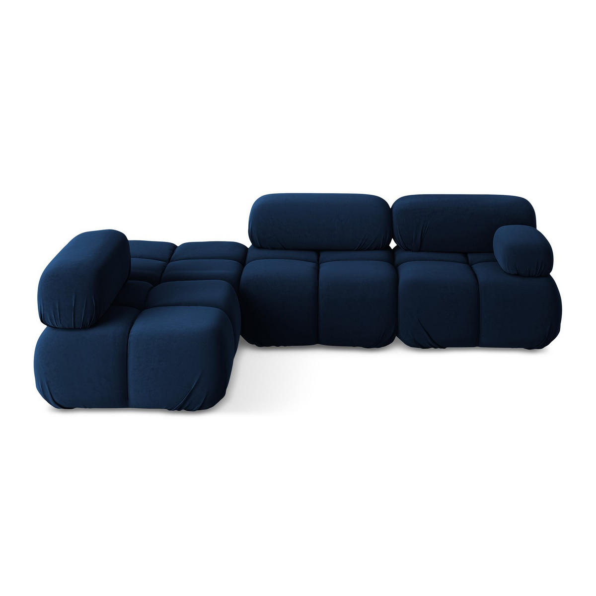 ECKSOFA Links Samt Stoff Blau - Blau/Schwarz, Kunststoff/Textil (190/285cm) - LaMiaSofa