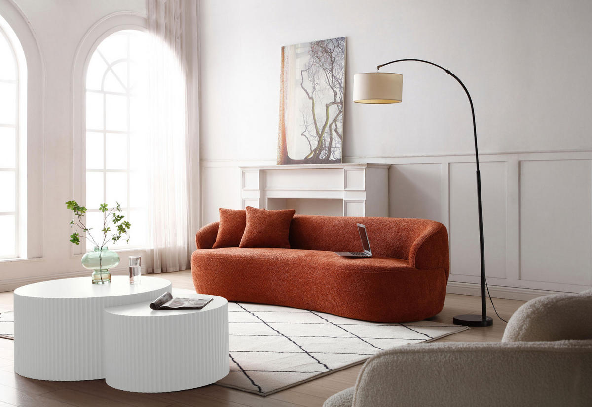 COUCHTISCH-SET 80/80/40 cm weiß aus MDF mit Wellenkante - Weiß, Holzwerkstoff (80/80/40cm) - OKWISH