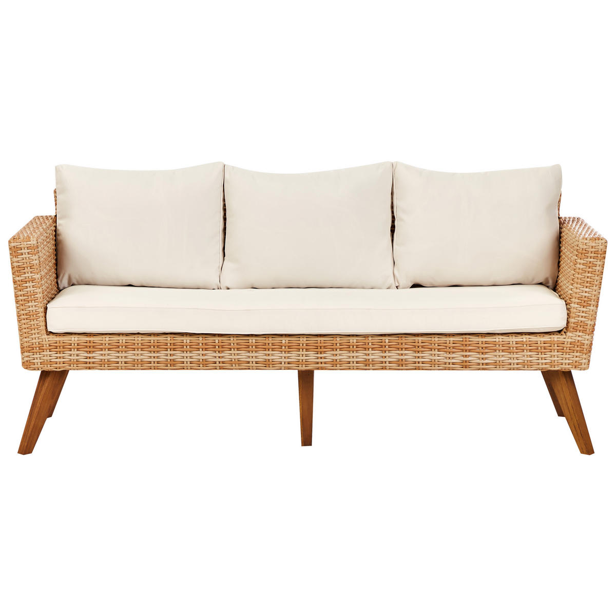 LOUNGE-SET 5-sitzer PE Rattan Cremeweiß Vittoria - Hellbraun/Beige, Kunststoff - Beliani