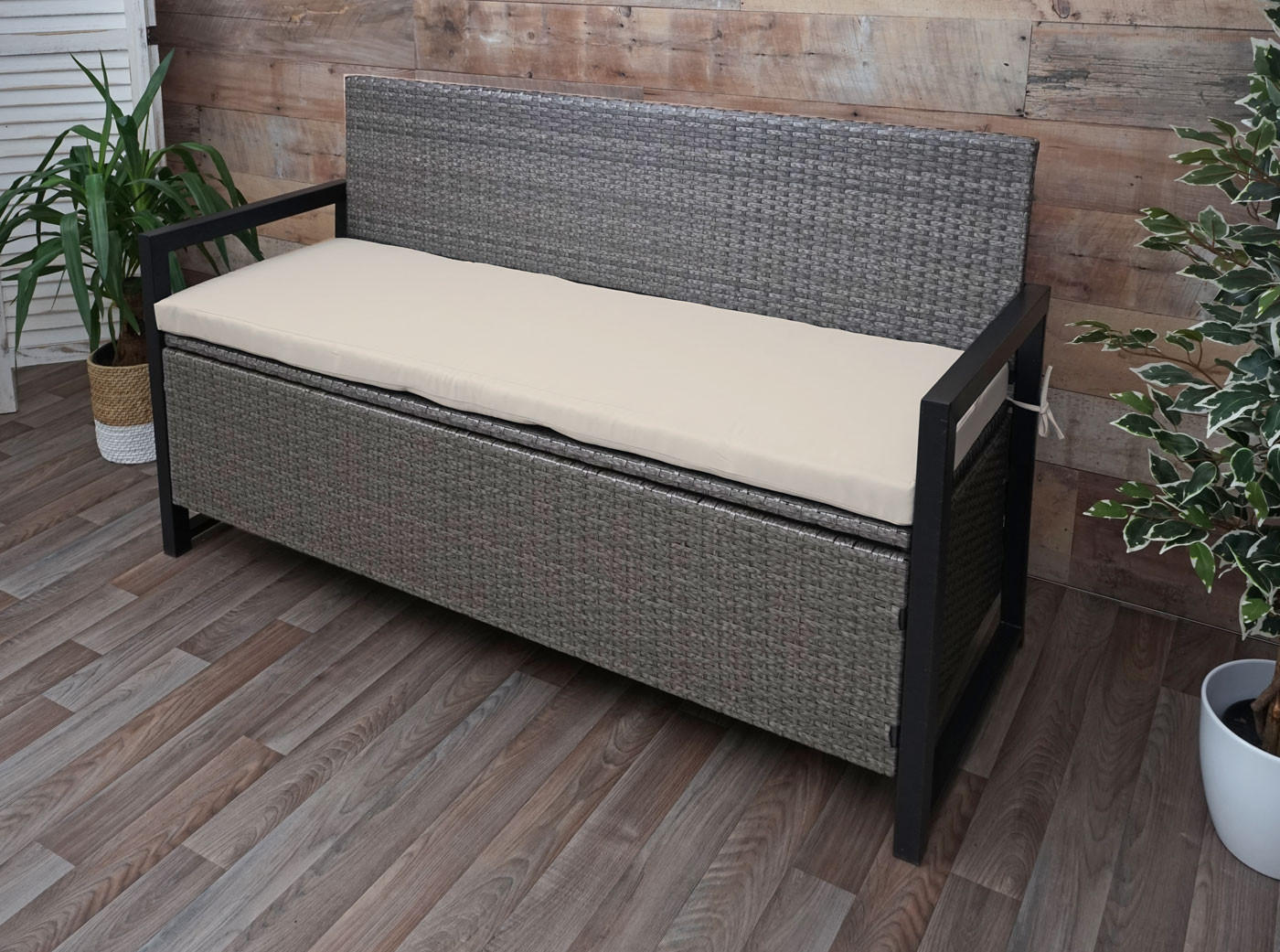 POLY-RATTAN 3ER SITZBANK Grau, Beige - Beige/Grau, Kunststoff (164/87/57cm) - MCW