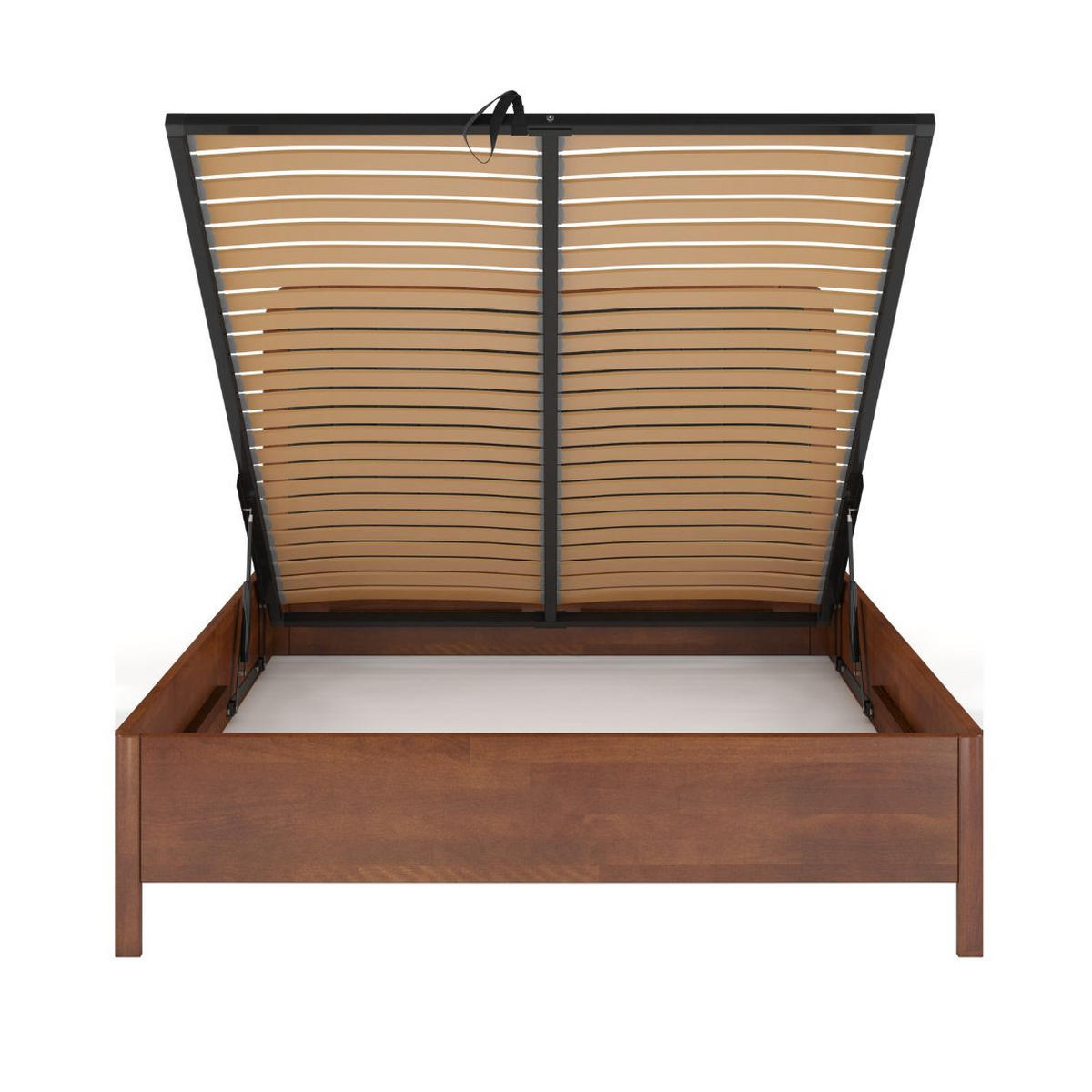 MASSIVHOLZBETT Modena mit Lattenrost und Bettkasten, Buche - lackiert, Nussbaumfarbe/Schwarz, 160x200 - Walnussfarben/Schwarz, Holz/Buchenholz (160/200cm) - Visby