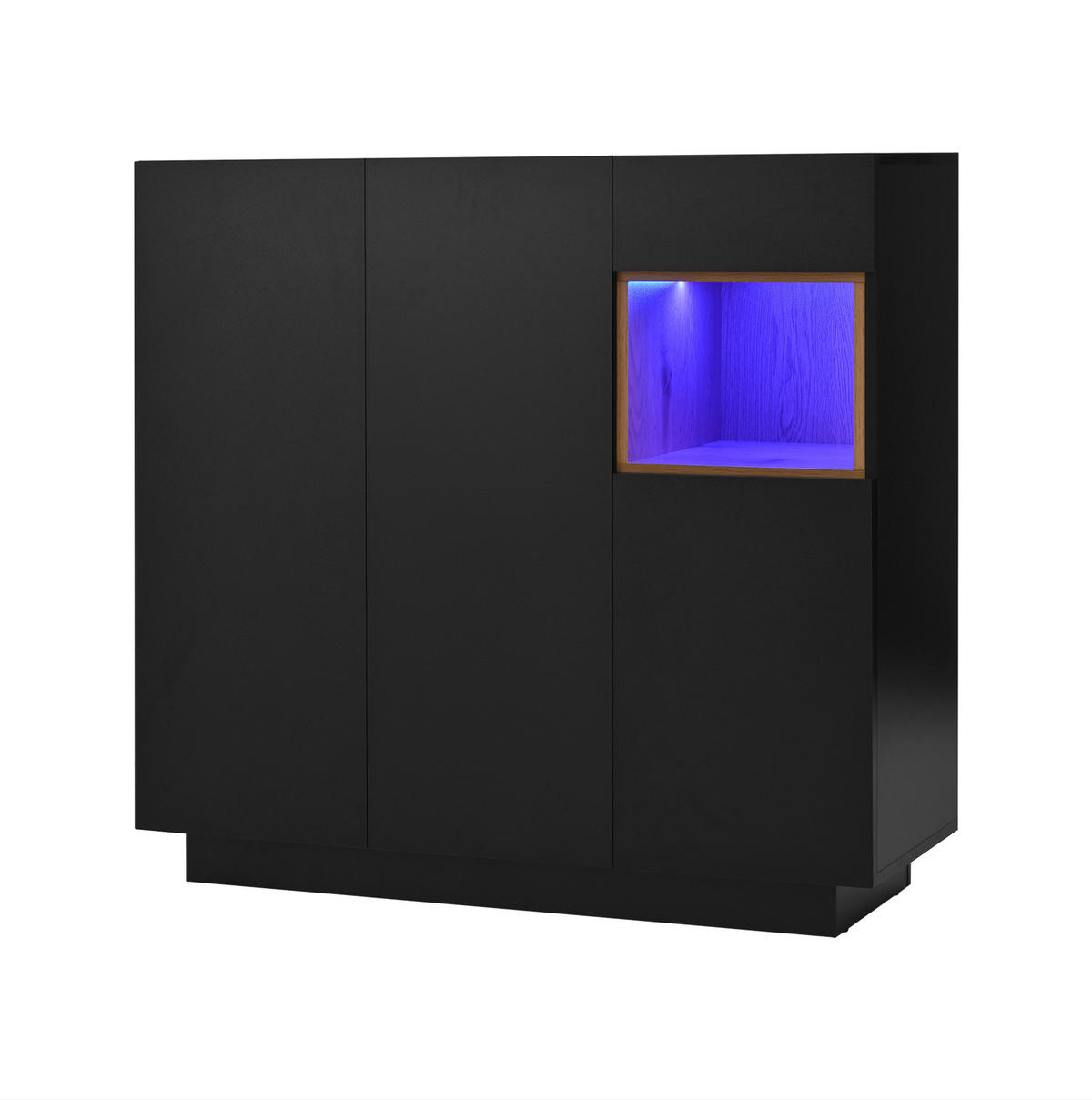 SCHUHSCHRANK 105/39,5/100,5 cm in Schwarz/Natur mit LED-Beleuchtung und Schublade - Schwarz, Holzwerkstoff (105/100/39cm) - Flora Grace