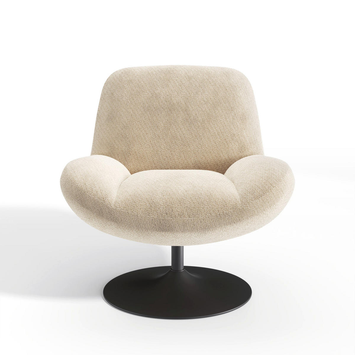 DREHSESSEL RETRO Bouclé-Velours Beige 71cm - Beige, Textil (71/80/76cm) - Premium Interiors