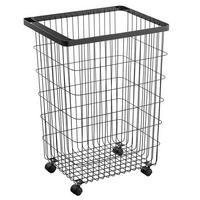 WÄSCHEKORB Tower schwarz 46/61/28 cm auf Rollen - Schwarz, Metall (46/61/28cm) - Yamazaki