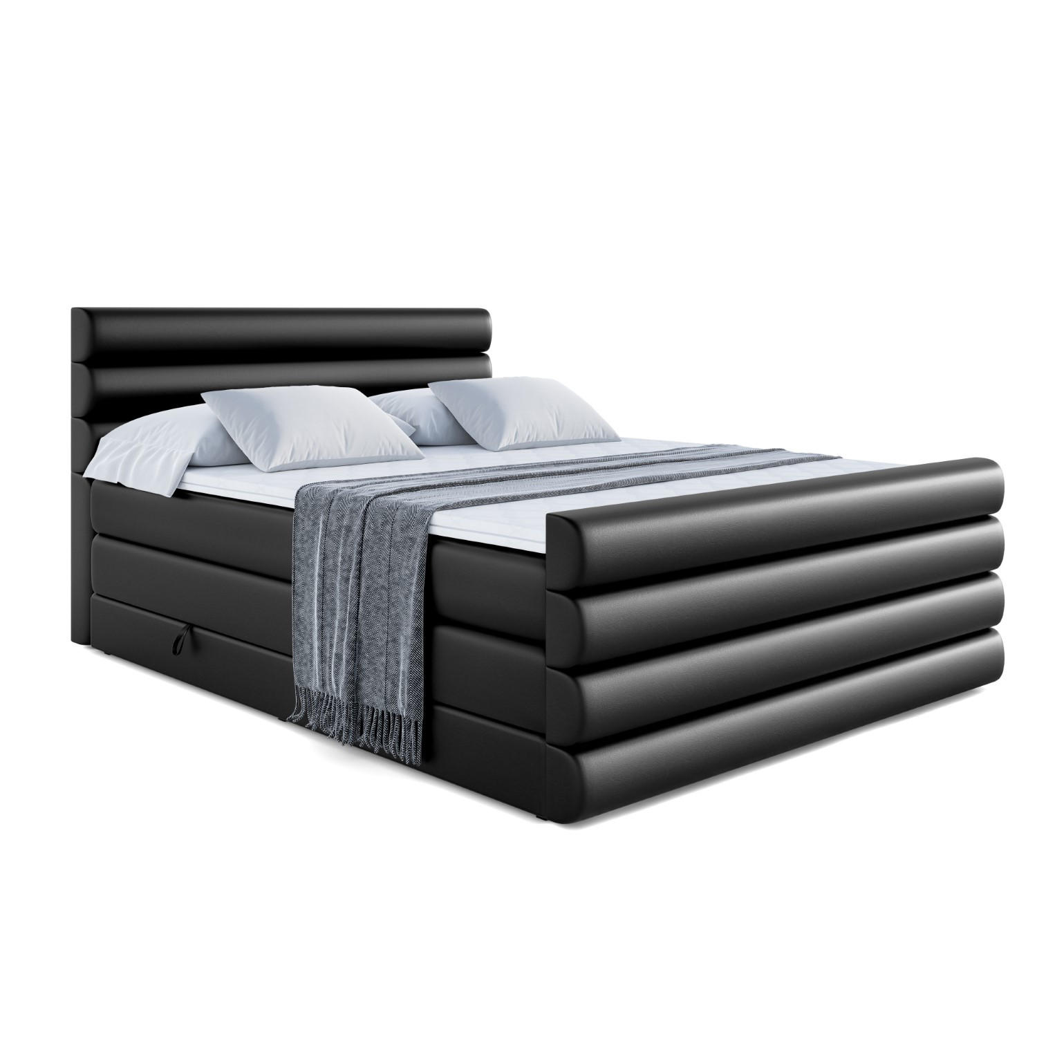 Altdecor Boxspringbett Schwarz Hochglanz 160x200 cm
