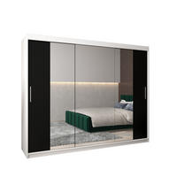 SCHWEBETÜRENSCHRANK 200/250/62 3-türig - Silberfarben/Schwarz, Holz/Kunststoff (250/200/62cm) - Abiks Möbel