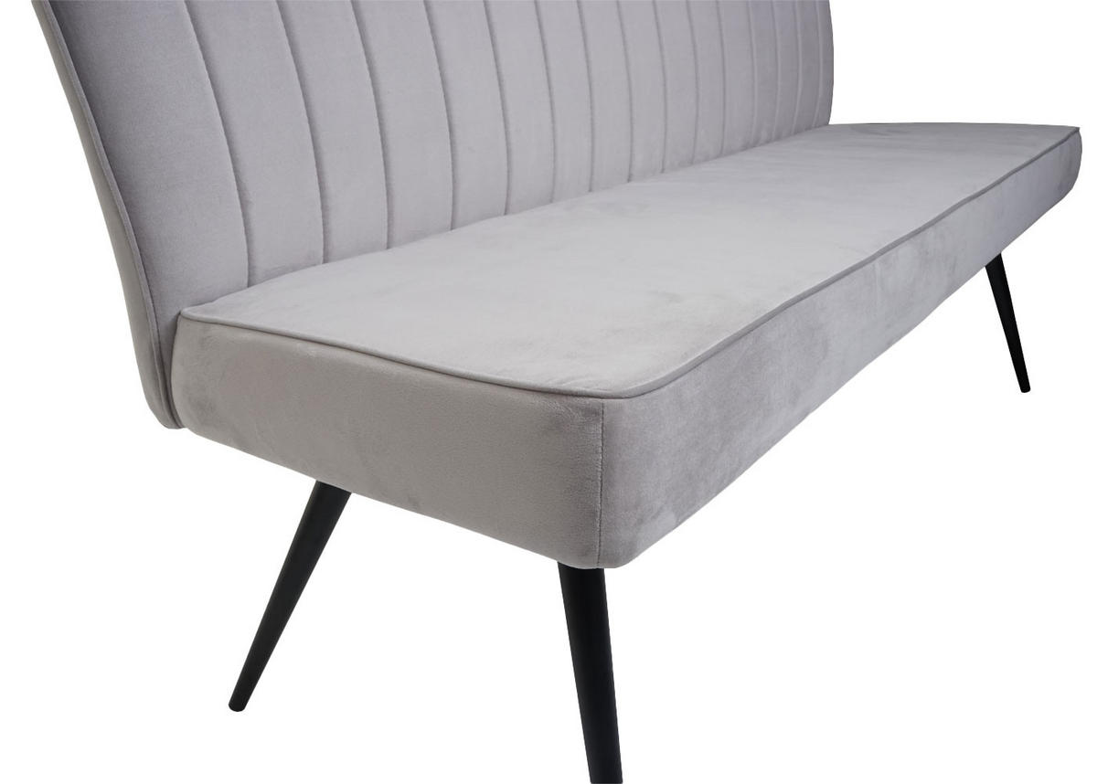 SITZBANK 90x160x60cm Sitzhöhe 48cm Rückenlehne Samt Metall 160cm Hellgrau - Hellgrau, Textil (160/90/60cm) - BERLINLODGE