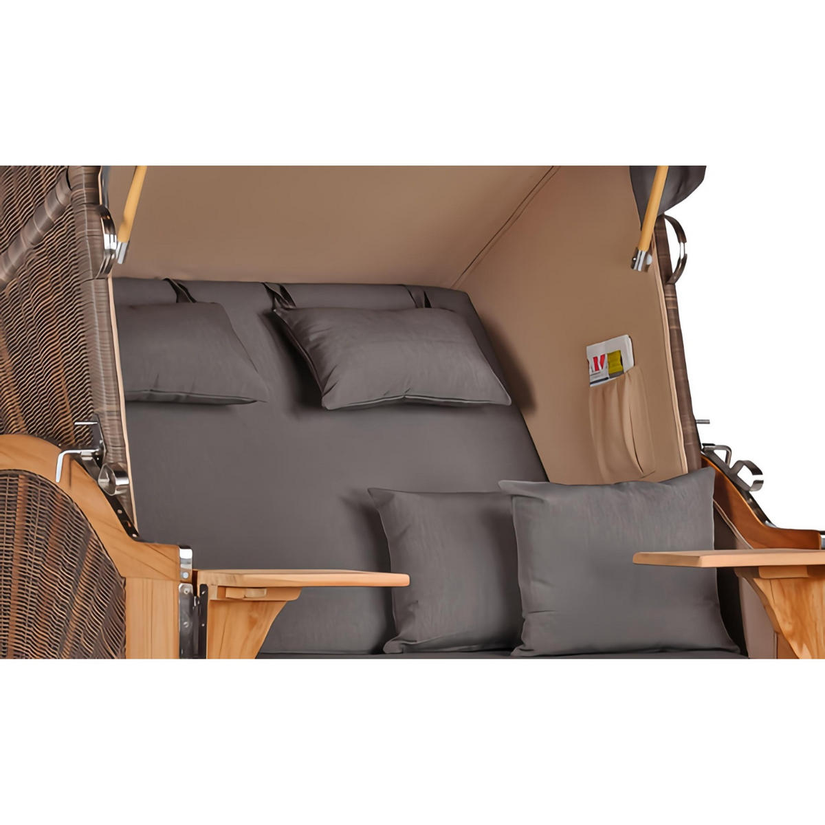 STRANDKORB SEEBLICK 2 Sitzer Teak - Braun/Grau, Metall (125/170/80cm) - Mr. Deko